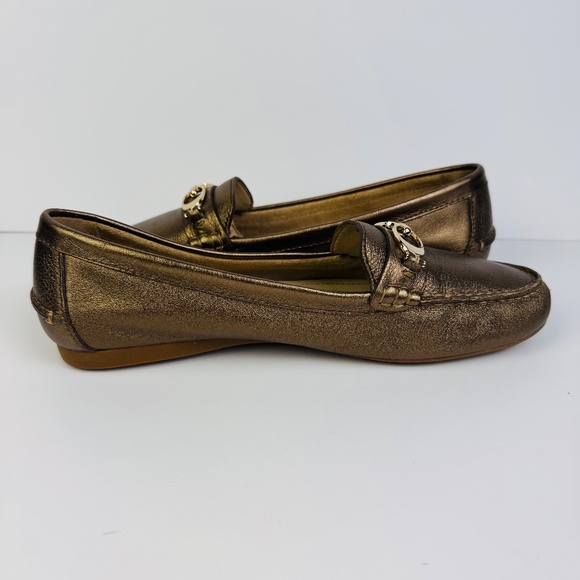 Coach Fortunata Gold-Tone Metallic Leather Loafers Shoes A3791 Women's Size 9B - Picture 9 of 11